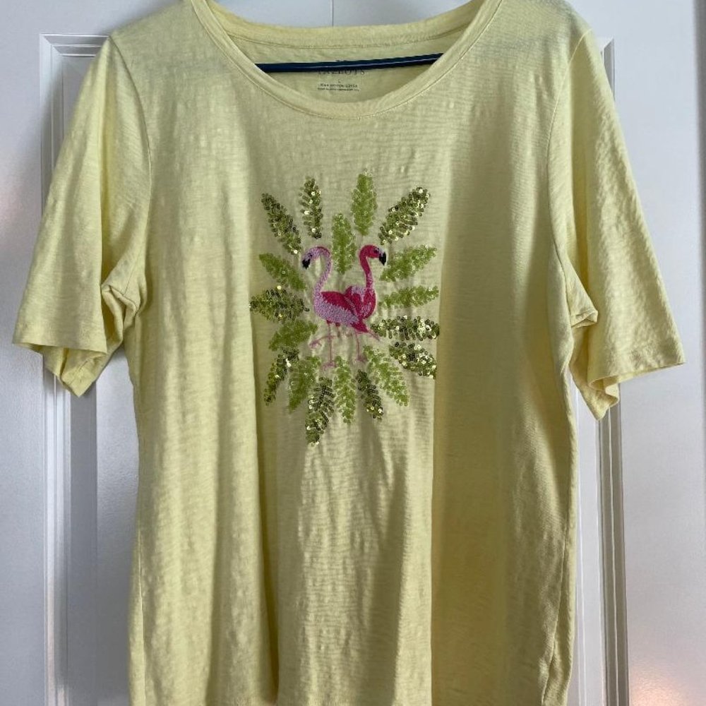 Talbots Flamingo Tee Large
